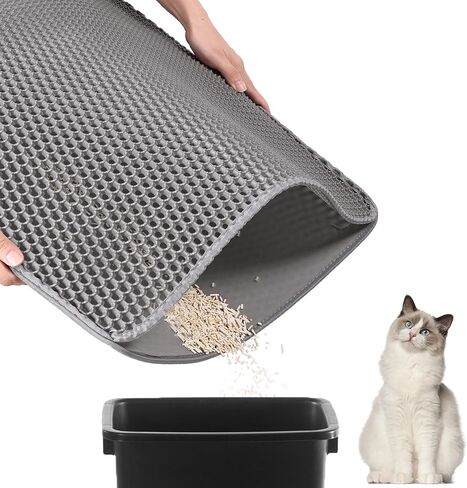 Cat Litter Mat,Extra Large 46"x26",Honeycomb Dual-Layer Design – Traps Litter Effectively, Waterproof & Urine Proof, Non-Slip, No BPA/Phthalate, Washable & Easy Clean in Saudi Arabia