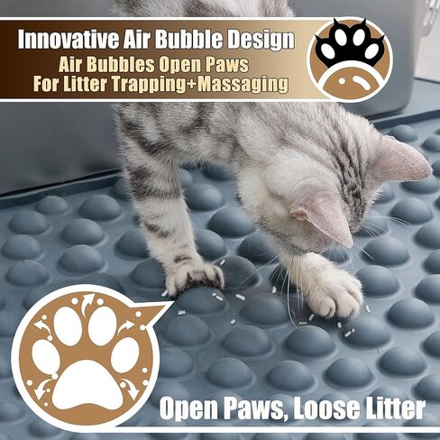 PetPals Silicone Cat Litter Trapping Mat,32" Round Waterproof & Non-Slip Litter Catcher, Self-Cleaning Litter Box Mat, Large Litter mat for Automatic Litter Box, Grey in Kuwait