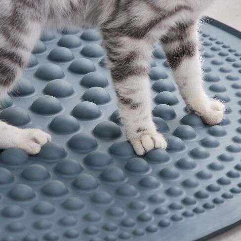PetPals Silicone Cat Litter Trapping Mat,32" Round Waterproof & Non-Slip Litter Catcher, Self-Cleaning Litter Box Mat, Large Litter mat for Automatic Litter Box, Grey in Kuwait