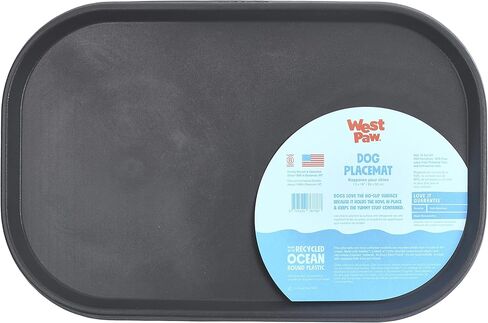 West Paw Seaflex Doggie Placemat – Less Mess Placemats for Dogs, Cats, Pets for Quiet Feeding – Eco-Friendly – Dishwasher Safe, Non-Toxic, Non-Slip – Raised Edges to Hold Dog Bowls, Sea Fog in Kuwait