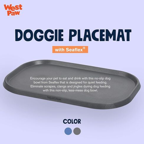 West Paw Seaflex Doggie Placemat – Less Mess Placemats for Dogs, Cats, Pets for Quiet Feeding – Eco-Friendly – Dishwasher Safe, Non-Toxic, Non-Slip – Raised Edges to Hold Dog Bowls, Sea Fog in Kuwait