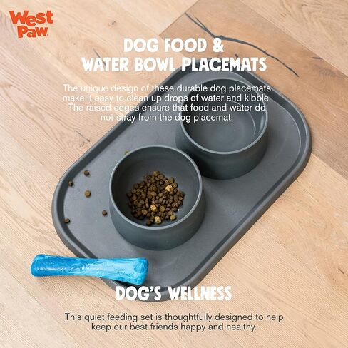 West Paw Seaflex Doggie Placemat – Less Mess Placemats for Dogs, Cats, Pets for Quiet Feeding – Eco-Friendly – Dishwasher Safe, Non-Toxic, Non-Slip – Raised Edges to Hold Dog Bowls, Sea Fog in Kuwait