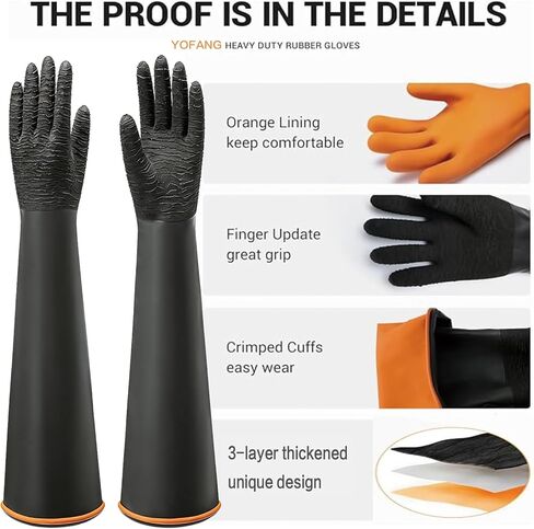 YOFANG 22" Extra Long Pet Grooming Gloves for Washing and Hair Removal,Double‑Sided Cat Bite-Proof Waterproof Brush Gloves,Suit for Short/Long Hair Pets,Black in Kuwait