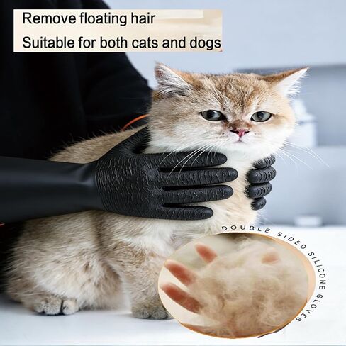 YOFANG 22" Extra Long Pet Grooming Gloves for Washing and Hair Removal,Double‑Sided Cat Bite-Proof Waterproof Brush Gloves,Suit for Short/Long Hair Pets,Black in Kuwait
