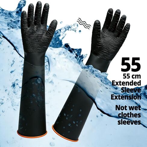 YOFANG 22" Extra Long Pet Grooming Gloves for Washing and Hair Removal,Double‑Sided Cat Bite-Proof Waterproof Brush Gloves,Suit for Short/Long Hair Pets,Black in Kuwait