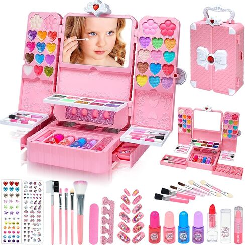 Aimidola Kids Makeup Kit for Girl - Washable Non Toxic Kid Make Up Toys, Little Girls Play Makeup Set, Kids Toy for Toddlers Children Princess, Christmas Birthday Gift for 4 5 6 7 8 9 10 Year Old Girl in Kuwait