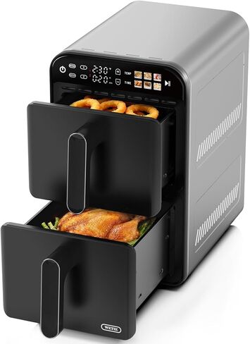 【Upgrade】Air Fryer, Dual Basket Air Fryers, 11.6QT Double Air Fryer with 2 Stacked Racks, Large Family Size, Touchscreen Controls, 6-in-1 Presets, Roast, Sync & Match Functions, Dishwasher-Safe Parts in Kuwait