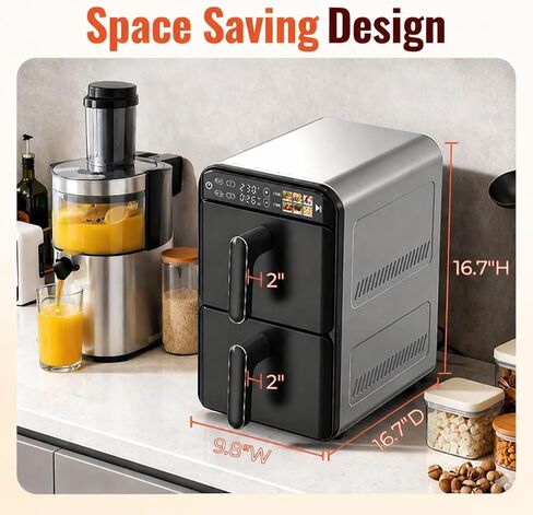 【Upgrade】Air Fryer, Dual Basket Air Fryers, 11.6QT Double Air Fryer with 2 Stacked Racks, Large Family Size, Touchscreen Controls, 6-in-1 Presets, Roast, Sync & Match Functions, Dishwasher-Safe Parts in Kuwait