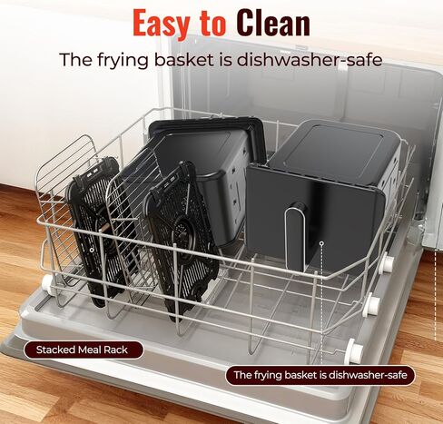 【Upgrade】Air Fryer, Dual Basket Air Fryers, 11.6QT Double Air Fryer with 2 Stacked Racks, Large Family Size, Touchscreen Controls, 6-in-1 Presets, Roast, Sync & Match Functions, Dishwasher-Safe Parts in Kuwait