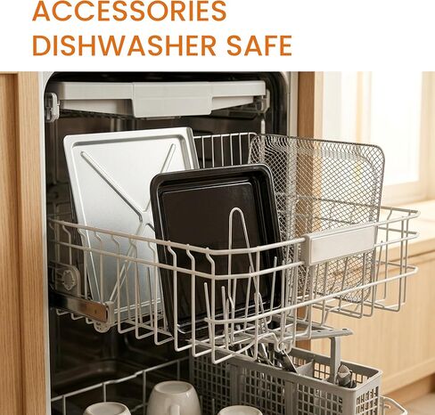 مجموعة فرن محمصة ومقلاة هوائية فاخرة بسيطة 16.9QT، فرن حراري 5 في 1 مع مقلاة هوائية، شواية، خبز، تجفيف، حتى 450 درجة فهرنهايت، من الفولاذ المقاوم للصدأ in Kuwait