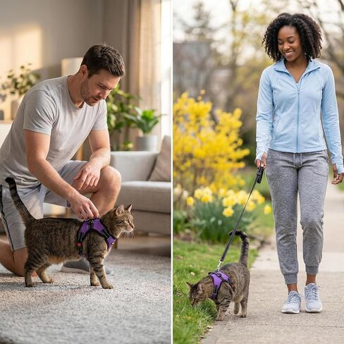Cat Harness and Leash Set, XS Purple, Adjustable Soft Mesh Vest with Reflective Stitching, Quick-Release Buckles and D-Ring for Small Cats in Kuwait