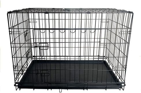 36-Inch Folding Metal Dog Crate for Medium and Small Breeds – Double-Door Kennel with Divider, Removable Tray, and Carry Handle – Ideal for Indoor and Outdoor Use (Black, 36" L x 22" W x 25" H) in Kuwait