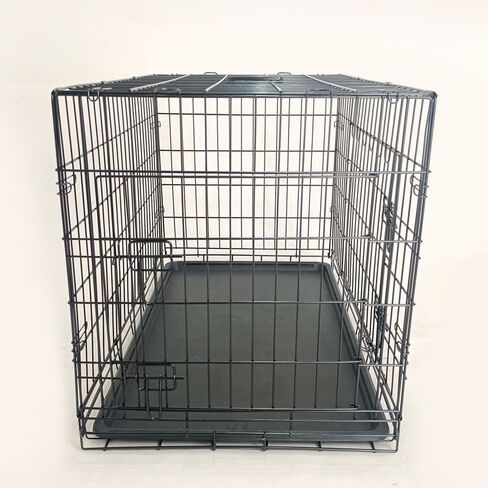 36-Inch Folding Metal Dog Crate for Medium and Small Breeds – Double-Door Kennel with Divider, Removable Tray, and Carry Handle – Ideal for Indoor and Outdoor Use (Black, 36" L x 22" W x 25" H) in Kuwait