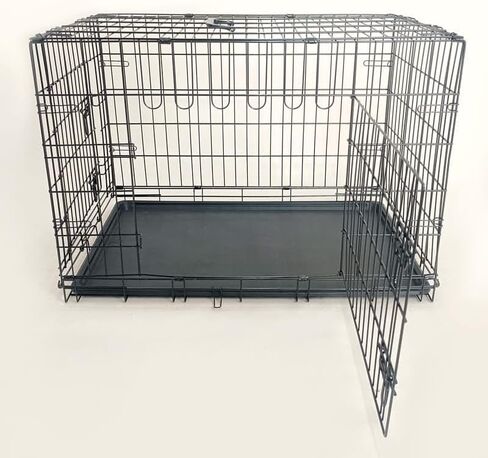 36-Inch Folding Metal Dog Crate for Medium and Small Breeds – Double-Door Kennel with Divider, Removable Tray, and Carry Handle – Ideal for Indoor and Outdoor Use (Black, 36" L x 22" W x 25" H) in Kuwait