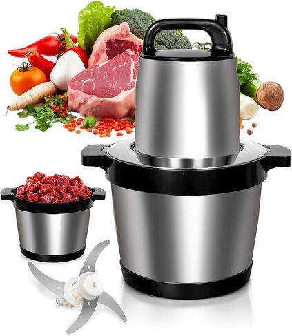 8L Meat Grinder for Home use, 1200W Large Food Processor，26-Cup Meat Grinder Electric with 2 Speed Modes & 4 Bi-Level Blades，Vegetable Chopper Electric for Onion, Meat, Nuts, Fruit, Meal Prep in Kuwait