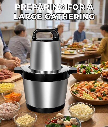 8L Meat Grinder for Home use, 1200W Large Food Processor，26-Cup Meat Grinder Electric with 2 Speed Modes & 4 Bi-Level Blades，Vegetable Chopper Electric for Onion, Meat, Nuts, Fruit, Meal Prep in Kuwait
