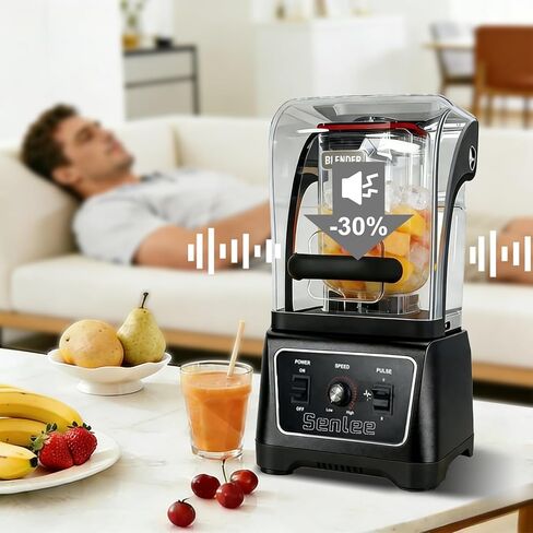 خلاط تجاري عالي التحمل بقدرة 2200 وات بدرجة احترافية مع وعاء خالٍ من مادة BPA بسعة 64 أونصة، ودرع هادئ، وتنظيف ذاتي، وشفرة من الفولاذ المقاوم للصدأ مكونة من 6 أوراق للعصائر وسحق الثلج والمخفوقات - للاستخدام في المطاعم والمطبخ in Kuwait
