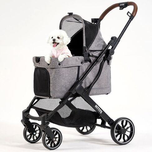 HITTITE Pet Stroller with Weatherproof Cover, All-Terrain 4-Wheel Cat & Dog Stroller with Adjustable Canopy, Foldable Dog Strollers with Storage Basket for Small to Medium Dogs Up to 55 lbs. in Kuwait