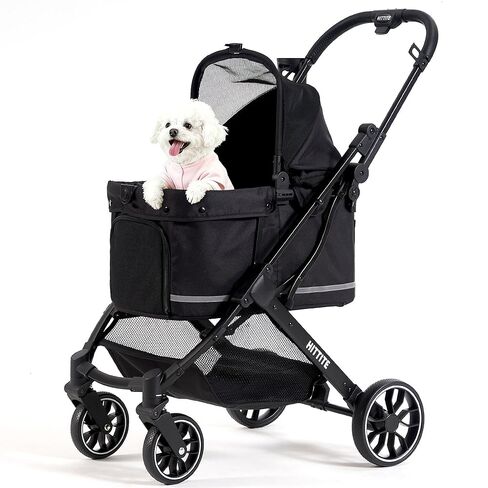 HITTITE Pet Stroller with Weatherproof Cover, All-Terrain 4-Wheel Cat & Dog Stroller with Adjustable Canopy, Foldable Dog Strollers with Storage Basket for Small to Medium Dogs Up to 55 lbs. in Saudi Arabia
