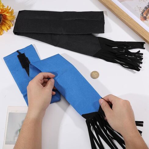 GLOBLELAND 2 Pack Horse Tail Bags with Tassel Fringe Design Waterproof Fabric 30x4inch Adjustable Horse Tail for Extension Blue and Black in Kuwait