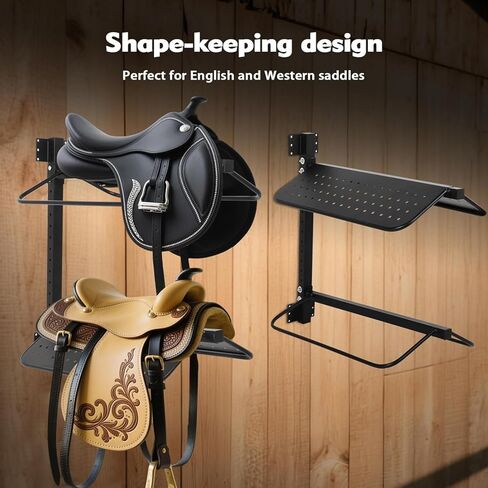 FAHKNS 2 Pc Saddle Rack Wall Mount, Heavy Duty Wall Mounted Saddle Stand Saddle Pad Rack for English Western Saddle, 4 Tier Flexible Saddle Stand for Tackroom, Stables, Storehouse etc. in Kuwait