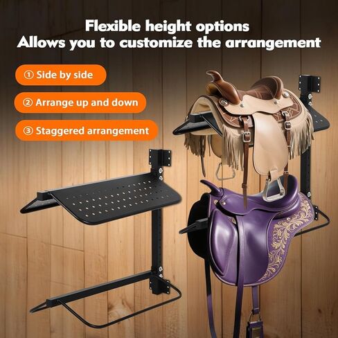 FAHKNS 2 Pc Saddle Rack Wall Mount, Heavy Duty Wall Mounted Saddle Stand Saddle Pad Rack for English Western Saddle, 4 Tier Flexible Saddle Stand for Tackroom, Stables, Storehouse etc. in Kuwait