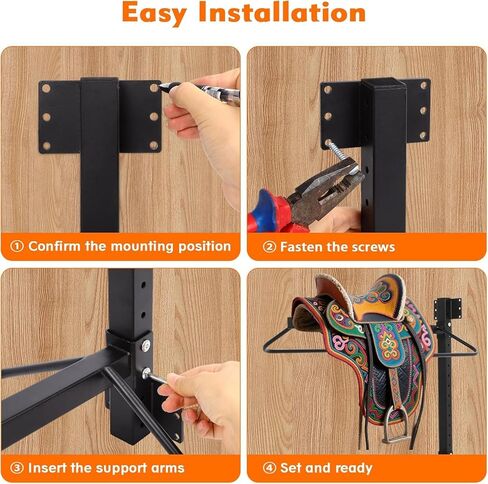 FAHKNS 2 Pc Saddle Rack Wall Mount, Heavy Duty Wall Mounted Saddle Stand Saddle Pad Rack for English Western Saddle, 4 Tier Flexible Saddle Stand for Tackroom, Stables, Storehouse etc. in Kuwait