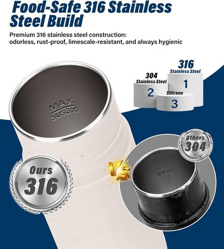 Portable Electric Kettle for Travel, 316 Stainless Steel Kettle, Hot Water Boiler with 2-In-1 Lid & Cup, 500ML Travel Tea Kettle with 8 Temperature Control, Auto Shut-Off & Boil Dry Protection (White) in Kuwait