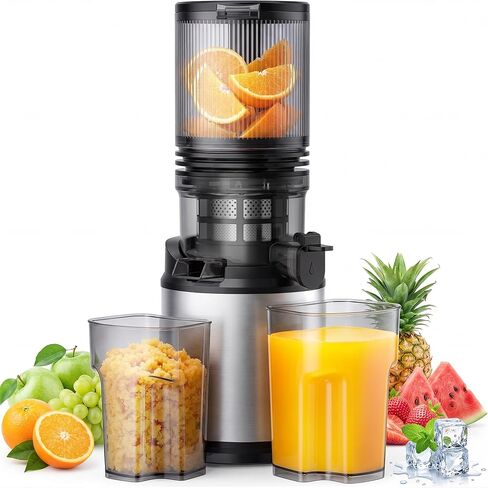 Juicer Machines, Cold Press Juicer with Wide Feed Chute, 3-in-1 Slow Masticating Juicer, Juice, Nut Milk & Sorbet Maker, BPA-Free, High Juice Yield for Whole Fruits & Vegetables Easy to Clean in Kuwait