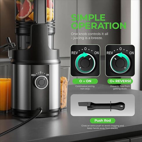 Juicer Machines, Cold Press Juicer with Wide Feed Chute, 3-in-1 Slow Masticating Juicer, Juice, Nut Milk & Sorbet Maker, BPA-Free, High Juice Yield for Whole Fruits & Vegetables Easy to Clean in Kuwait