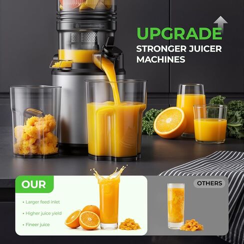 Juicer Machines, Cold Press Juicer with Wide Feed Chute, 3-in-1 Slow Masticating Juicer, Juice, Nut Milk & Sorbet Maker, BPA-Free, High Juice Yield for Whole Fruits & Vegetables Easy to Clean in Kuwait