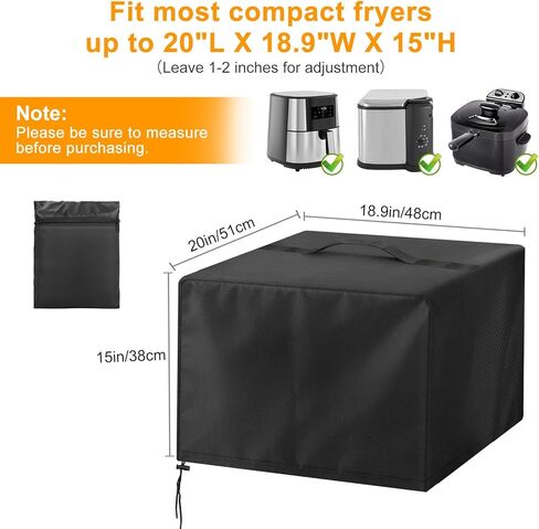 EEEKit Fryer Dust Cover, Fryer Waterproof Shield Compatible with Masterbuilt 8/10 Liter Electric Fryer, 600D Oxford, 20" L X 18.9" W X 15" H, Black in Kuwait