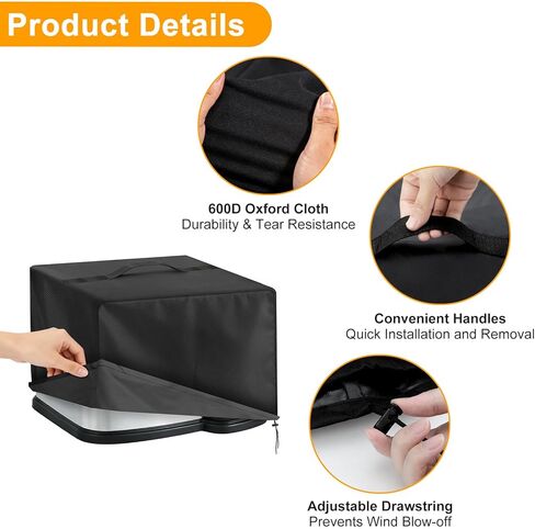 EEEKit Fryer Dust Cover, Fryer Waterproof Shield Compatible with Masterbuilt 8/10 Liter Electric Fryer, 600D Oxford, 20" L X 18.9" W X 15" H, Black in Kuwait