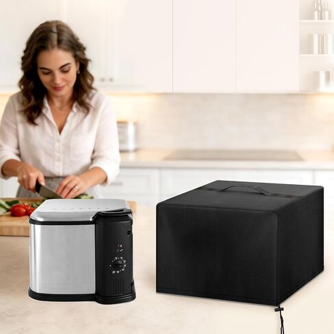 EEEKit Fryer Dust Cover, Fryer Waterproof Shield Compatible with Masterbuilt 8/10 Liter Electric Fryer, 600D Oxford, 20" L X 18.9" W X 15" H, Black in Kuwait