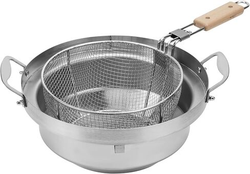 مقلاة عميقة من الفولاذ المقاوم للصدأ من Onlyfire مع سلة لنظام الشواء Weber Gourmet، وعاء قلي مقلاة زيت خارجية مع مقبض قابل للإزالة وسلة مصفاة مثقوبة للأطعمة البحرية والدجاج in Kuwait