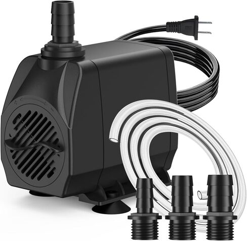 SongLong 500GPH(1900L/H) 10ft Power Cord Submersible Pump,Over Heating Protection Water Pump with 6.65ft Lift for Fountains, Ponds, Aquariums & Hydroponics. in Kuwait