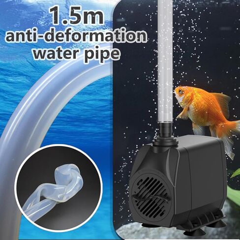 SongLong 500GPH(1900L/H) 10ft Power Cord Submersible Pump,Over Heating Protection Water Pump with 6.65ft Lift for Fountains, Ponds, Aquariums & Hydroponics. in Kuwait