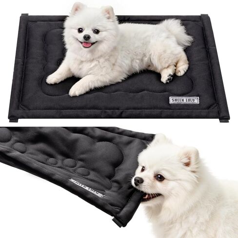 Chew Proof Dog Bed, Chew Resistant Dog Crate Pad for Aggressive Chewers, Machine Washable Kennel Mat for Small Dogs, Black, 23''x17'' in Kuwait