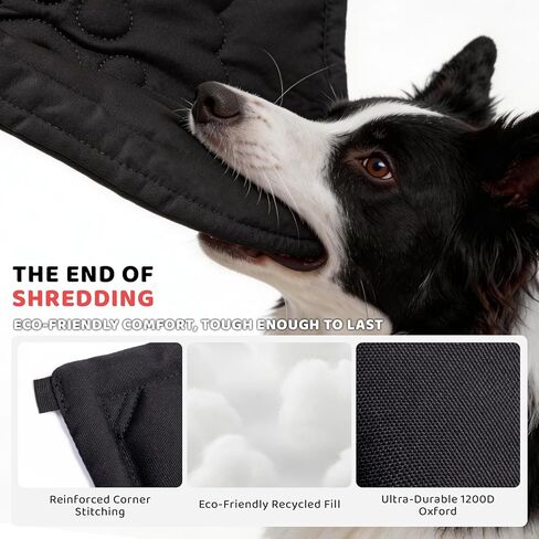 Chew Proof Dog Bed, Chew Resistant Dog Crate Pad for Aggressive Chewers, Machine Washable Kennel Mat for Small Dogs, Black, 23''x17'' in Kuwait