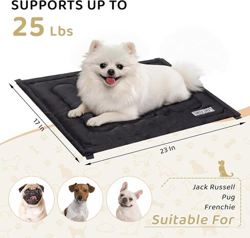 Chew Proof Dog Bed, Chew Resistant Dog Crate Pad for Aggressive Chewers, Machine Washable Kennel Mat for Small Dogs, Black, 23''x17'' in Kuwait