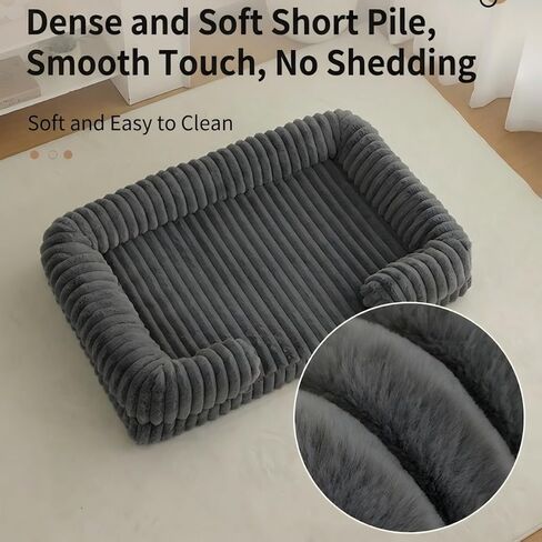 Cat Bed for Indoor Cats，Washable Dog Couch Bed for Small Dogs up to 20lbs, Rectangle Puppy Bed 22.4x17.7x4.7inches(Gray) in Kuwait