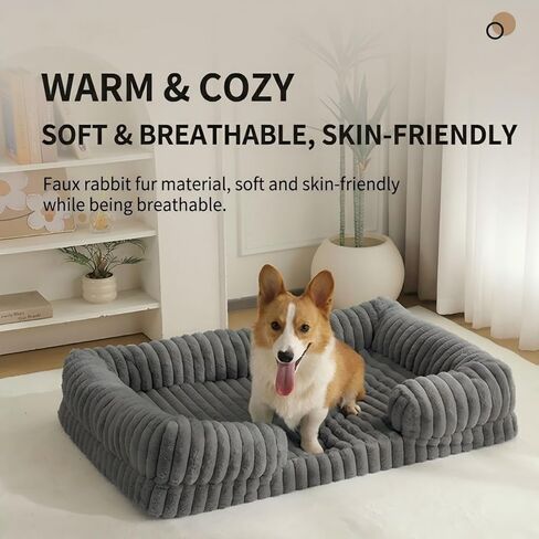 Cat Bed for Indoor Cats，Washable Dog Couch Bed for Small Dogs up to 20lbs, Rectangle Puppy Bed 22.4x17.7x4.7inches(Gray) in Kuwait