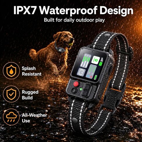 PRTRFLC GPS Wireless Dog Collar Fence System,Invisible Electric Fence for Dogs,Adjustable Range 49-6561ft,3 Training Mode,Rechargeable,Waterproof,Pet Containment System for Outdoor (Flat Black) in Kuwait