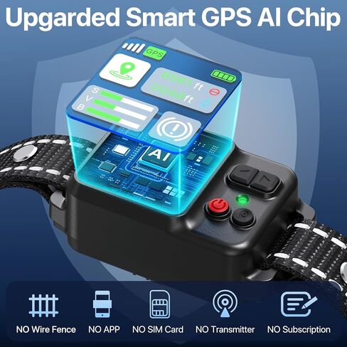 نظام سياج طوق الكلب اللاسلكي PRTRFLC GPS، سياج كهربائي غير مرئي للكلاب، نطاق قابل للتعديل 49-6561 قدم، 3 وضع تدريب in Kuwait