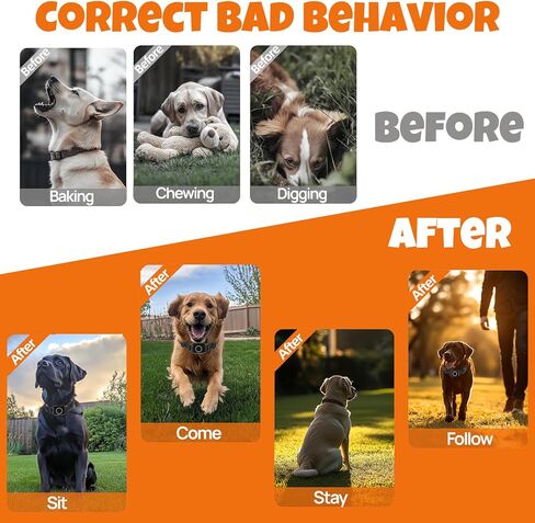 Fsitego Wireless Dog Fence System, 4‑in‑1 Electric Dog Fence with Training Collar, Remote Control, Bark Control & Status Monitor, Waterproof Receiver for Medium & Large Dogs, Outdoor Use in Kuwait