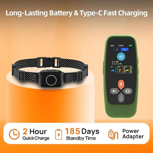Fsitego Wireless Dog Fence System, 4‑in‑1 Electric Dog Fence with Training Collar, Remote Control, Bark Control & Status Monitor, Waterproof Receiver for Medium & Large Dogs, Outdoor Use in Kuwait