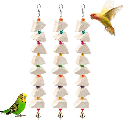 3-Pack Cuttlefish Bone with Volcanic Stone for Parakeets and Small Medium Birds, Cuttlebone for Birds, Natural Beak Care and Calcium Supplement, Cage Enrichment Accessories in Kuwait