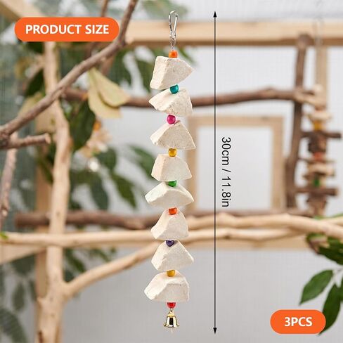 3-Pack Cuttlefish Bone with Volcanic Stone for Parakeets and Small Medium Birds, Cuttlebone for Birds, Natural Beak Care and Calcium Supplement, Cage Enrichment Accessories in Kuwait