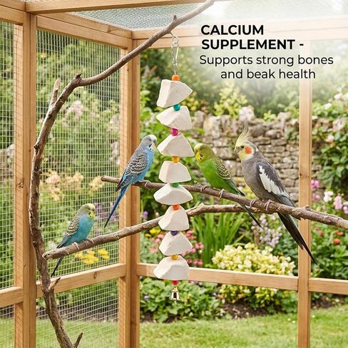 3-Pack Cuttlefish Bone with Volcanic Stone for Parakeets and Small Medium Birds, Cuttlebone for Birds, Natural Beak Care and Calcium Supplement, Cage Enrichment Accessories in Kuwait