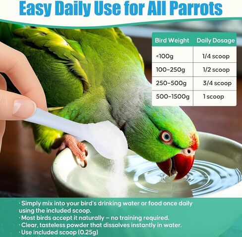 Parrot Calming Supplement – Natural Bird Stress Support Powder for Fireworks, Travel & Visitors – Vet-Formulated – Easy to Use Daily Support for Parrots – 4oz (450 Servings) in Kuwait